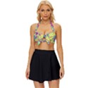 Fractal Spiral Abstract Background Vortex Yellow Vintage Style Bikini Top View1