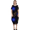 Background Doodles Candles Graphic Cold Shoulder Loose Fit Dress With Pockets View1