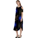 Background Doodles Candles Graphic Cold Shoulder Loose Fit Dress With Pockets View2