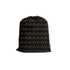 Fern Pattern 2 Black Drawstring Pouch (medium) by snowwhitegirl