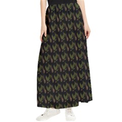 Fern Pattern 2 Black Maxi Chiffon Skirt by snowwhitegirl