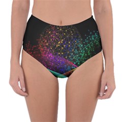 Particles Waves Line Multicoloured Reversible High-waist Bikini Bottoms by Proyonanggan