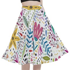 Flowers Nature Wallpaper Background A-line Full Circle Midi Skirt With Pocket by Proyonanggan