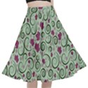 Swirls Foliage Leaves Green A-Line Full Circle Midi Skirt With Pocket View1