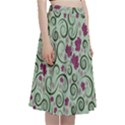 Swirls Foliage Leaves Green A-Line Full Circle Midi Skirt With Pocket View3
