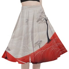 Trees Forest Path A-line Full Circle Midi Skirt With Pocket by Proyonanggan