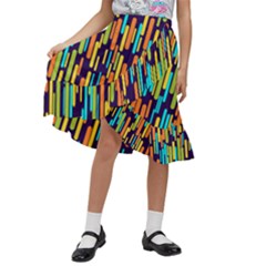 Illustration Abstract Line Kids  Ruffle Flared Wrap Midi Skirt by anzea