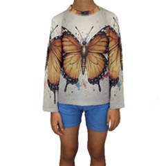 Butterflies Of Motivation Kids  Long Sleeve Swimwear by customfabrics