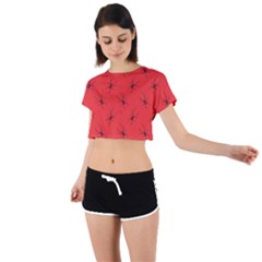 Spiders Pattern Seamless Arachnids Tie Back Short Sleeve Crop T-shirt by Maspions