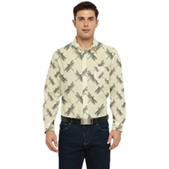 Dragonfy Insect Pattern Men s Long Sleeve Pocket Shirt  by Maspions