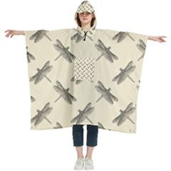 Dragonfy Insect Pattern Women s Hooded Rain Ponchos by Maspions