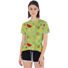 Art Fruits Pattern Open Back Sport T-shirt by Maspions
