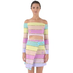 Pastel, Butterfly, Spring, Stripes, Off Shoulder Top With Skirt Set by kyorashop23