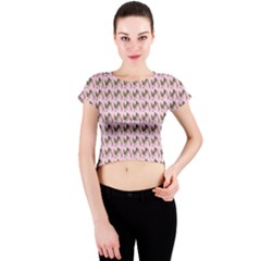 Fern Pattern 2 Pink Crew Neck Crop Top by snowwhitegirl