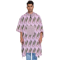 Fern Pattern 2 Pink Men s Hooded Rain Ponchos by snowwhitegirl