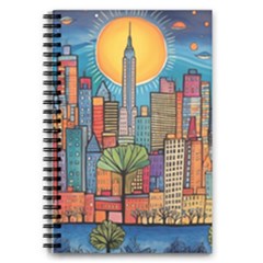 City New York Nyc Skyscraper Skyline Downtown Night Business Urban Travel Landmark Building Architec 5 5  X 8 5  Notebook by Posterlux