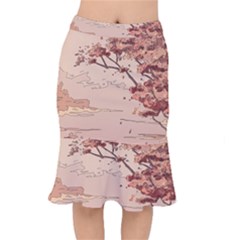 Pastel Nature , Art, Blue, Cute, Nature, Pink Short Mermaid Skirt by kyorashop23