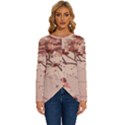 Pastel Nature , Art, Blue, Cute, Nature, Pink Long Sleeve Crew Neck Pullover Top View1