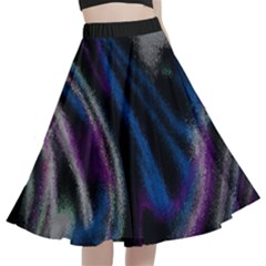 Multicolored Abstract Dynamic Shapes Print A-line Full Circle Midi Skirt With Pocket by dflcprintsclothing