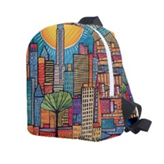 City New York Nyc Skyscraper Skyline Downtown Night Business Urban Travel Landmark Building Architec Kids  Age 2-4 Lightweight Preschool Backpack by Posterlux