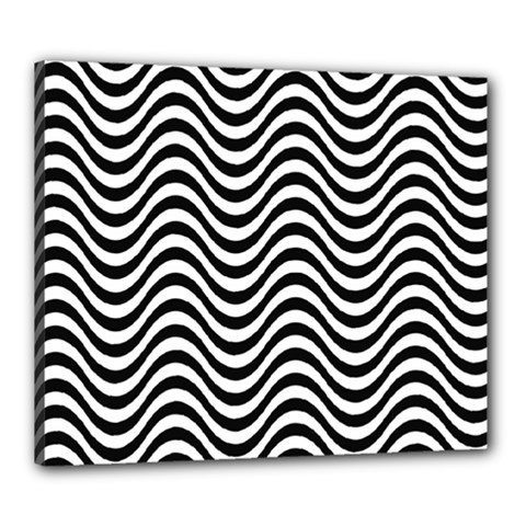 Black White Wave Pattern Wavy Water Seamless Canvas 24  X 20  (stretched) by Posterlux