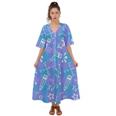 Background Abstract Texture Pattern Kimono Sleeve Boho Dress by Posterlux