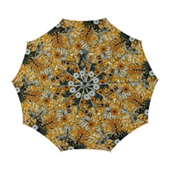 Leaf Yellow Point Flower White Automatic Folding Umbrella With Case (large) by Grandong