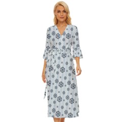 Snowflakes Winter Christmas Midsummer Wrap Dress by anzea