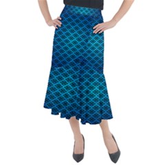 Pattern Texture Geometric Blue Midi Mermaid Skirt by anzea