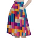 Abstract Geometry Blocks A-Line Full Circle Midi Skirt With Pocket View2