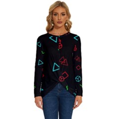 Amoled Long Sleeve Crew Neck Pullover Top by kyorashop23