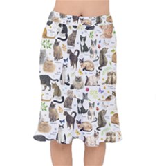 Cats, All, Collage, Cat Short Mermaid Skirt by kyorashop23
