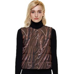Chocolate Texture, Dark Chocolate Background Women s Button Up Puffer Vest