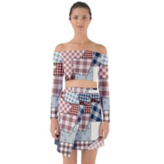 Cloth Patches Texture Macro, Patches Of Cloth Off Shoulder Top With Skirt Set by kyorashop23
