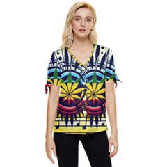 River Roots Bow Sleeve Button Up Top by RiverRootz
