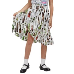 Bottle Chic Print Patterns Kids  Ruffle Flared Wrap Midi Skirt by BellaVistaTshirt02
