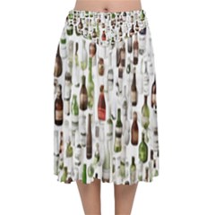 Bottle Chic Print Patterns Velvet Flared Midi Skirt by BellaVistaTshirt02