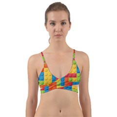 Lego Bricks, Colorful Dots Background Wrap Around Bikini Top by kyorashop23