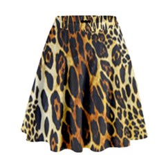 Leopard Skin Texture, Macro, Brown High Waist Skirt by kyorashop23