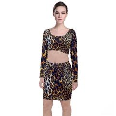 Leopard Skin Texture, Macro, Brown Top And Skirt Sets by kyorashop23