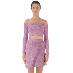 Pink Fabric Texture, Knitted Pink Texture, Off Shoulder Top With Skirt Set by kyorashop23