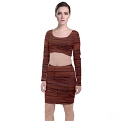 Seamless Wooden Planks Brown Wooden Background Top And Skirt Sets by kyorashop23