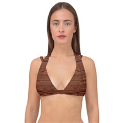 Seamless Wooden Planks Brown Wooden Background Double Strap Halter Bikini Top by kyorashop23