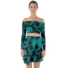 Skulls Off Shoulder Top With Skirt Set by kyorashop23