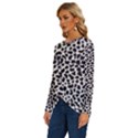 Zebra Skin, Vector Textures, White Black Background Long Sleeve Crew Neck Pullover Top View2