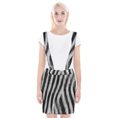 Zebra Texture, Zebra Wool, White Black Background Braces Suspender Skirt by kyorashop23