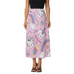 Beautiful Cute Animals Pattern Pink Classic Midi Chiffon Skirt by Grandong