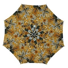 Leaf Yellow Point Flower White Automatic Folding Umbrella With Case (medium) by Grandong