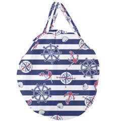 Seamless Marine Pattern Giant Round Zipper Tote by Ket1n9