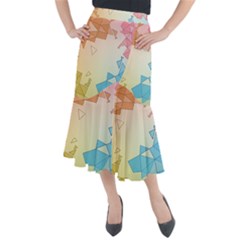 Background Pastel Geometric Lines Midi Mermaid Skirt by anzea